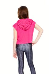 Girls Fuchsia Hooded Crop Top