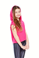Girls Fuchsia Hooded Crop Top