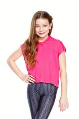 Girls Fuchsia Hooded Crop Top