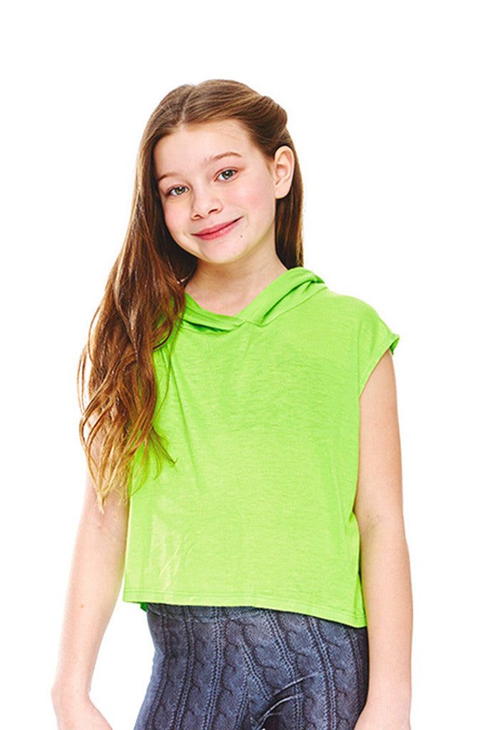 Girls Lime Hooded Crop Top