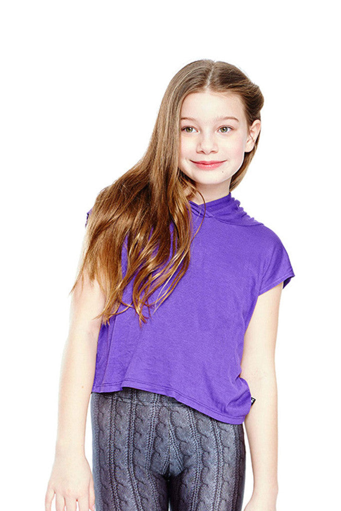Girls Purple Hooded Crop Top