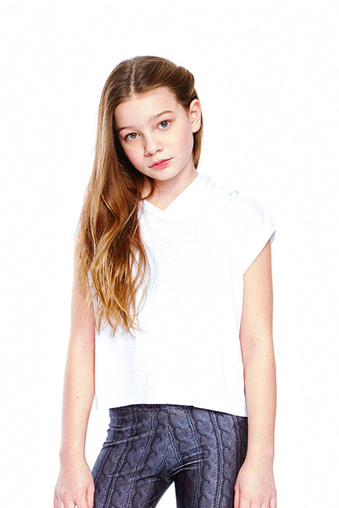 Girls White Hooded Crop Top