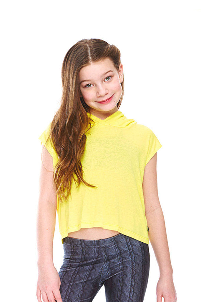 Girls Yellow Hooded Crop Top