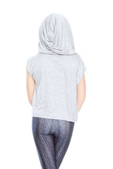 Girls Gray Hooded Crop Top