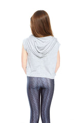Girls Gray Hooded Crop Top
