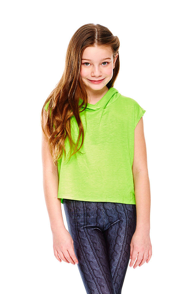 Girls Lime Hooded Crop Top