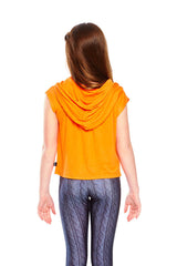 Girls Orange Hooded Crop Top
