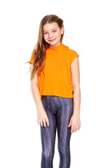 Girls Orange Hooded Crop Top