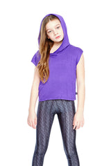 Girls Purple Hooded Crop Top