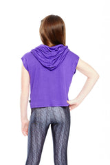 Girls Purple Hooded Crop Top