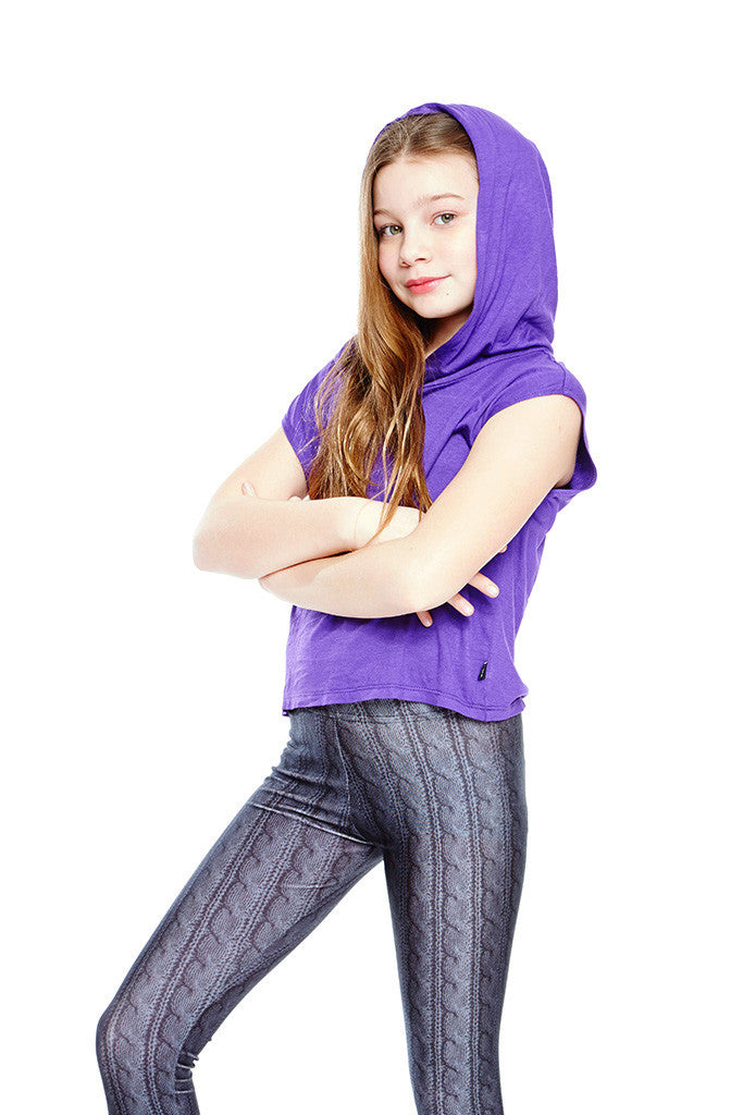 Girls Purple Hooded Crop Top