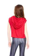 Girls Red Hooded Crop Top