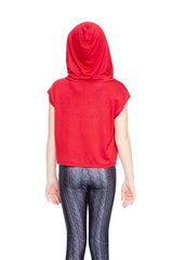 Girls Red Hooded Crop Top