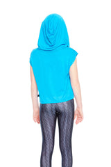 Girls Turquoise Hooded Crop Top