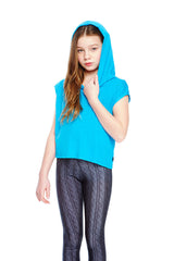 Girls Turquoise Hooded Crop Top