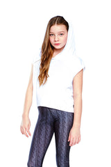 Girls White Hooded Crop Top