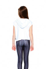 Girls White Hooded Crop Top