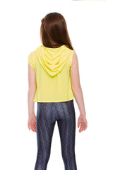 Girls Yellow Hooded Crop Top
