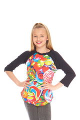 Girls Lollipops 3/4 Sleeve Baseball T-Shirt