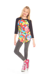 Girls Lollipops 3/4 Sleeve Baseball T-Shirt