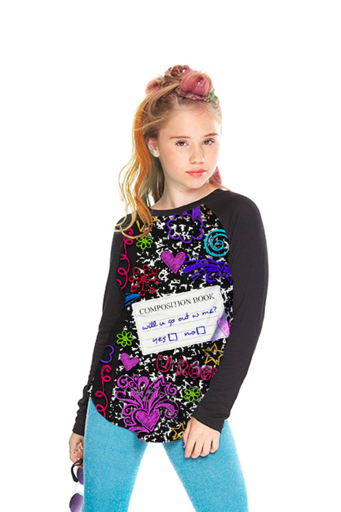 Girls Composition Notebook Baseball T-Shirt