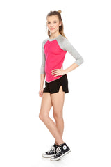 Girls Fuchsia 3/4 Sleeve Baseball T-Shirt