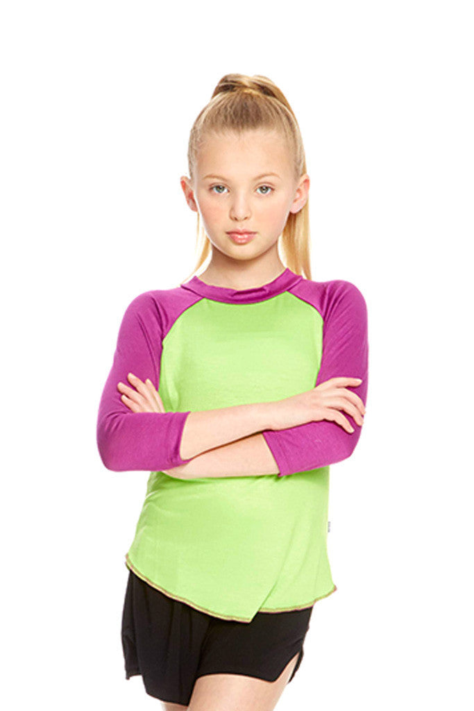 Girls Lime 3/4 Sleeve Baseball T-Shirt