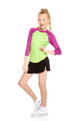 Girls Lime 3/4 Sleeve Baseball T-Shirt