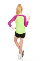 Girls Lime 3/4 Sleeve Baseball T-Shirt