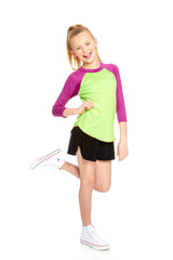 Girls Lime 3/4 Sleeve Baseball T-Shirt