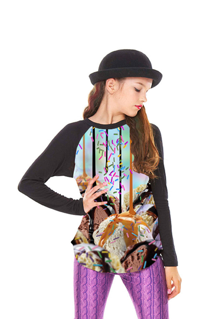 Girls Sundae Fundae Baseball T-Shirt