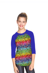 Girls Emoji Rainbow 3/4 Sleeve Baseball T-Shirt