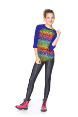 Girls Emoji Rainbow 3/4 Sleeve Baseball T-Shirt