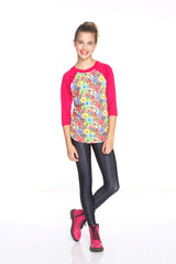 Girls Stacked Donuts 3/4 Sleeve Baseball T-Shirt