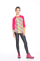 Girls Stacked Donuts 3/4 Sleeve Baseball T-Shirt