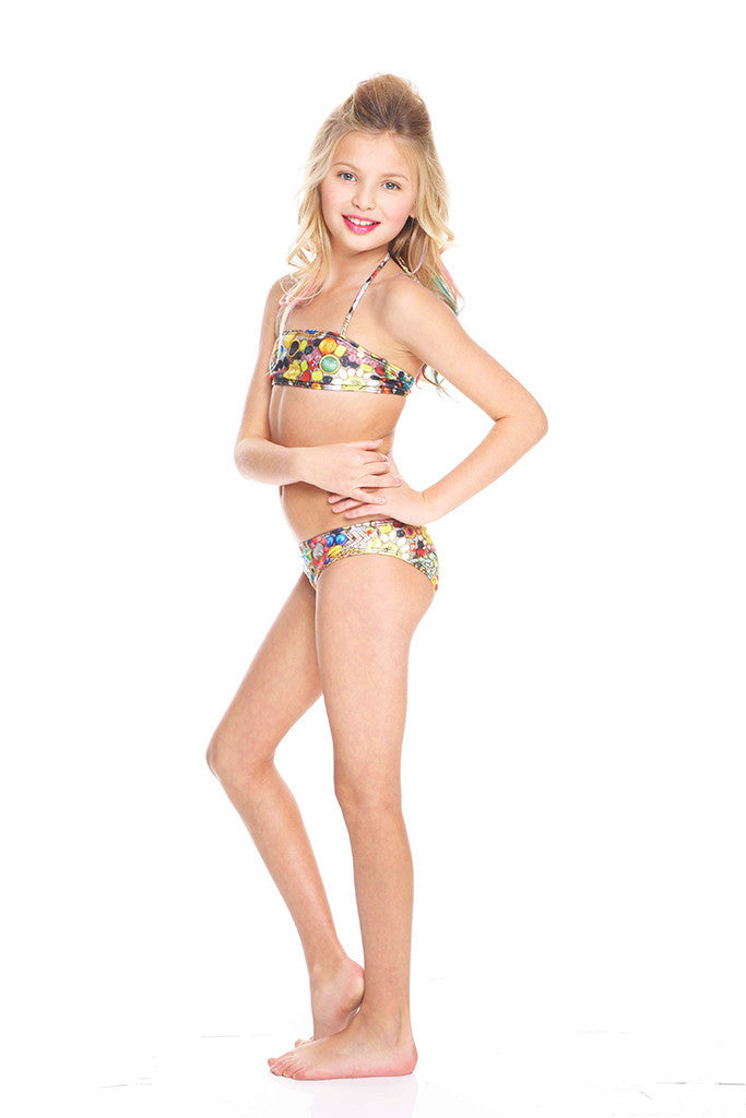 Girls Vintage Mosaic Bandeau Bikini