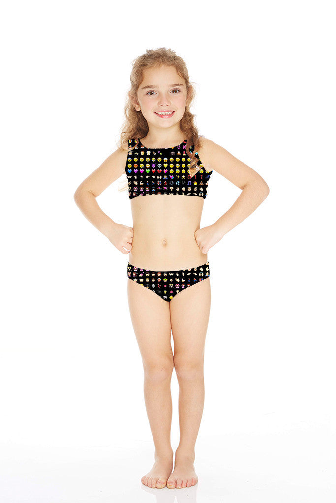 Kids Emoji Sports Bra Bikini