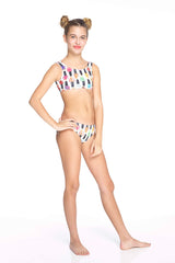 Girls Nail Polish Sports Bra Bikini