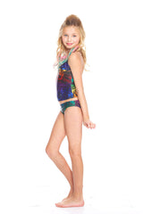 Girls Rainbow Tiger Tankini Halter
