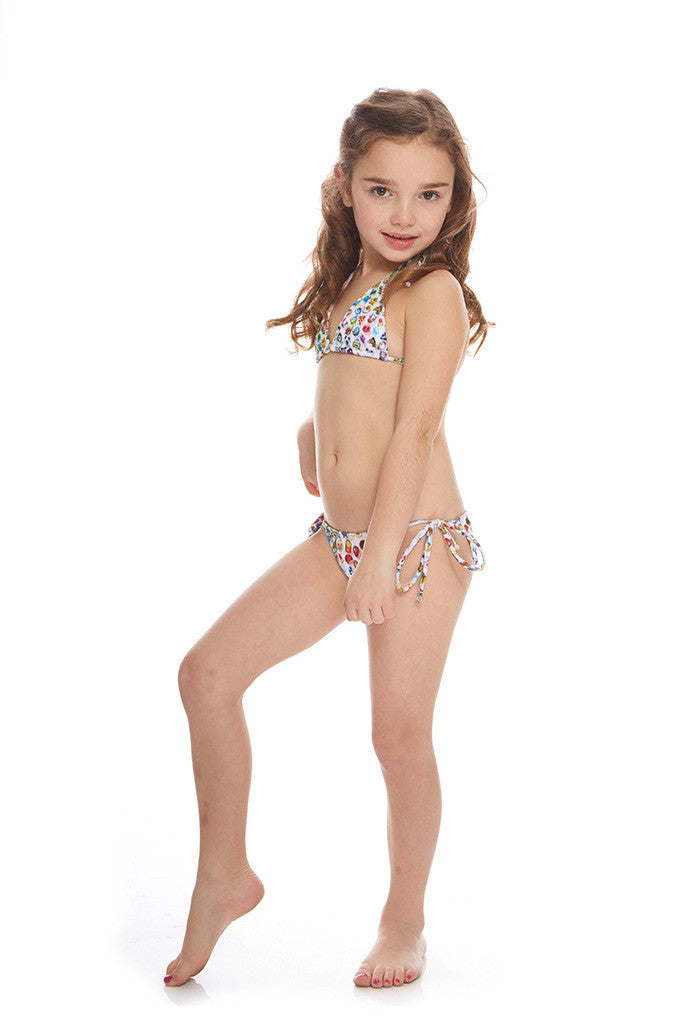 Kids Emoji 2.0 Triangle Tie Side Bikini