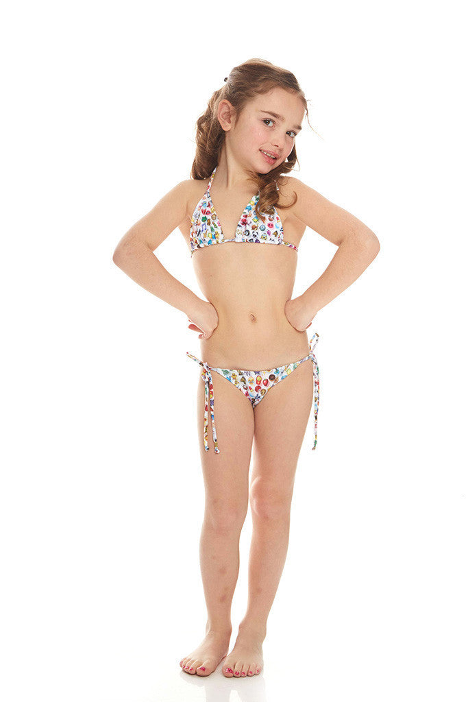 Kids Emoji 2.0 Triangle Tie Side Bikini