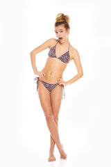 Girls Multi Glitter Triangle Tie Side Bikini