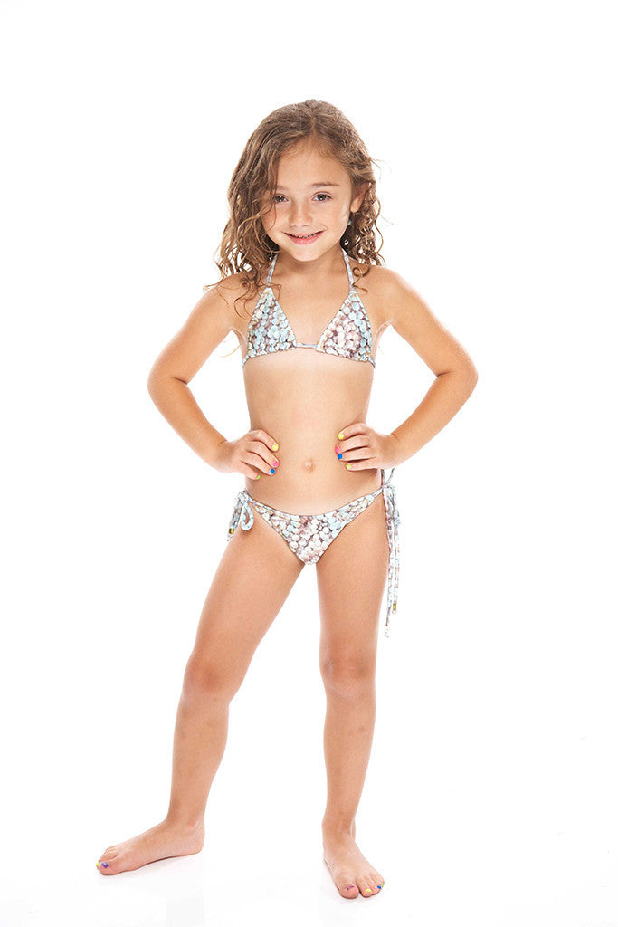 Kids Nana's Pearls Triangle Tie Side Bikini