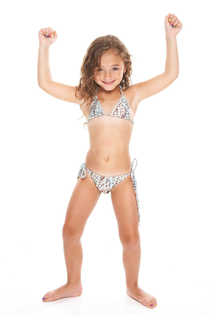 Kids Nana's Pearls Triangle Tie Side Bikini