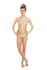 Girls Pastel Snake Triangle Tie Side Bikini