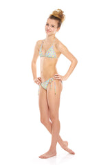 Girls Pastel Snake Triangle Tie Side Bikini