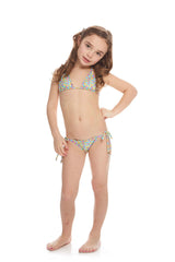 Kids Pastel Snake Triangle Tie Side Bikini