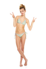 Girls Pastel Snake Triangle Tie Side Bikini