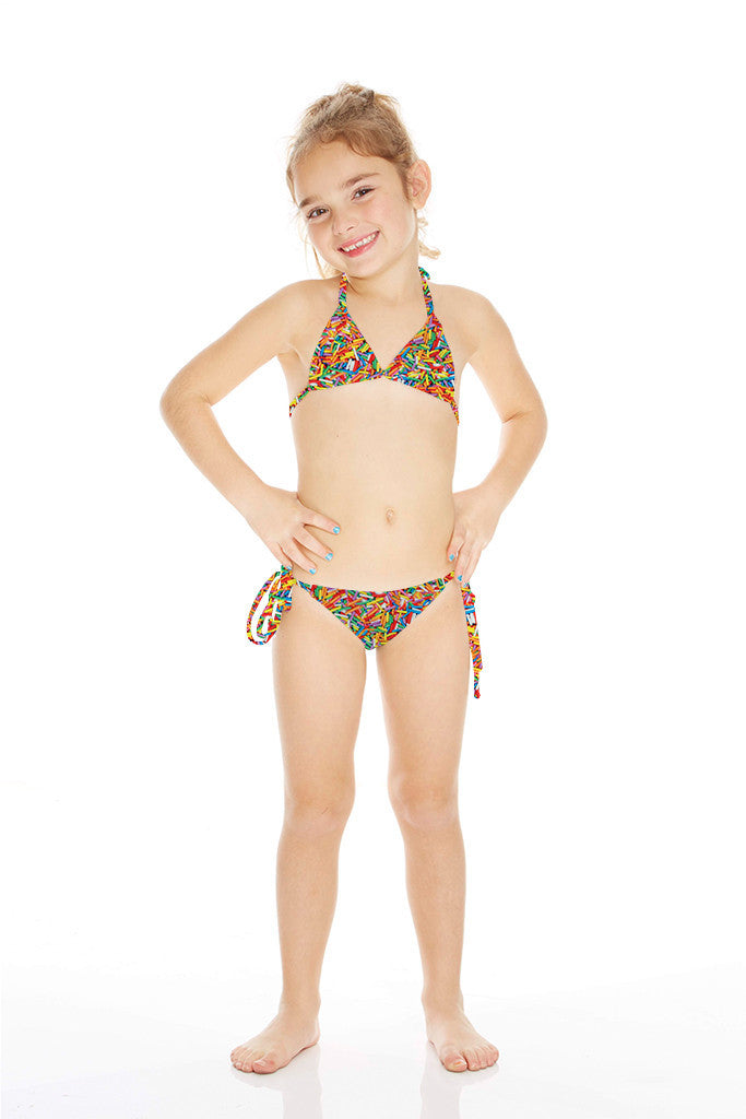 Kids Sprinkles Triangle Tie Side Bikini