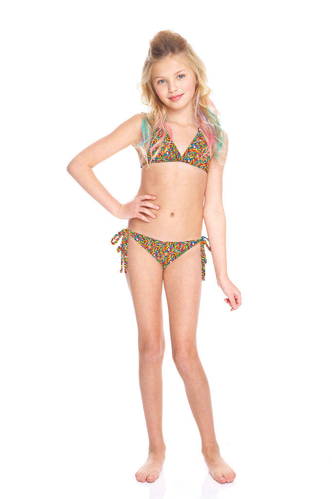 Girls Sprinkles Triangle Tie Side Bikini